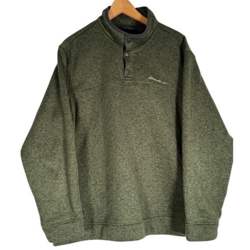 Eddie Bauer Mens Radiator Fleece Snap Mock Pullover Green XL